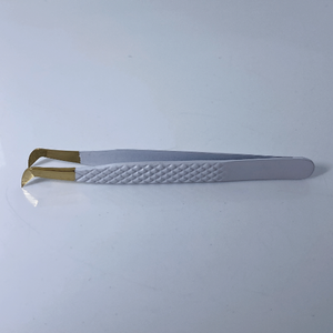 แหนบคีบขนตาแบบตรงและโค้งงอสีขาวและสีทองทำจากสเตนเลสคุณภาพดี - Product Image 2