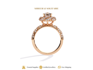 แหวนเพชรหรูหรา 14K ทองคำแท้ เพชรเลี้ยงในห้องปฏิบัติการ ดีไซน์แบบวงแหวนประดับเพชรเม็ดเดี่ยว เครื่องประดับชั้นดี แหวนหมั้นสำหรับเจ้าสาว สง่างาม สำหรับผู้หญิง - Product Image 5