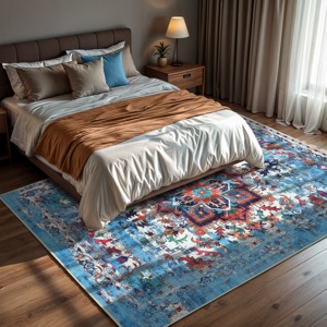 Alfombra Adiva Tejida, Lavable a Máquina, de Pelo Corto, con Base Antideslizante, Diseño Geométrico Liso para Sala de Estar, Dormitorio, Baño - Product Image 1