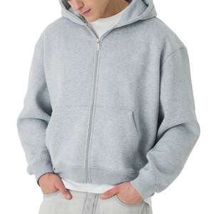 Heather Grey <b>Full</b> <b>Zip</b> <b>up</b> <b>Hoodies</b> Unisex Luxury Quality 100Cotton Fleece Heavyweight Nice Comfortable Stylish Men's <b>Zip</b> <b>Hoodies</b> - Product Image 2
