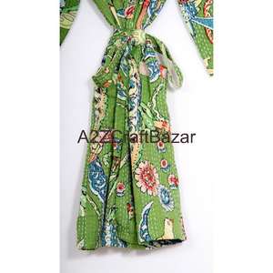Kimono de Lujo Kantha de Algodón 100% de Primera Calidad, Bata de Manga Larga, Vestido Envolvente para Baño para Mujer, de la India - Product Image 6