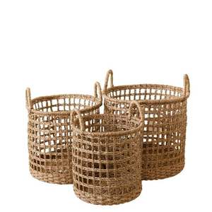 ตะกร้าเก็บน้ำผักตบชวาธรรมชาติเป็นมิตรต่อสิ่งแวดล้อมทำขึ้นสำหรับจัดระเบียบพื้นที่ใช้สอยขายส่งผู้ผลิตปรับแต่งได้ - Product Image 4