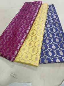 Tissus en soie de brocart jaune sur mesure vêtements floraux tissés à la main pour les concepteurs et les magasins de tissus - Product Image 4