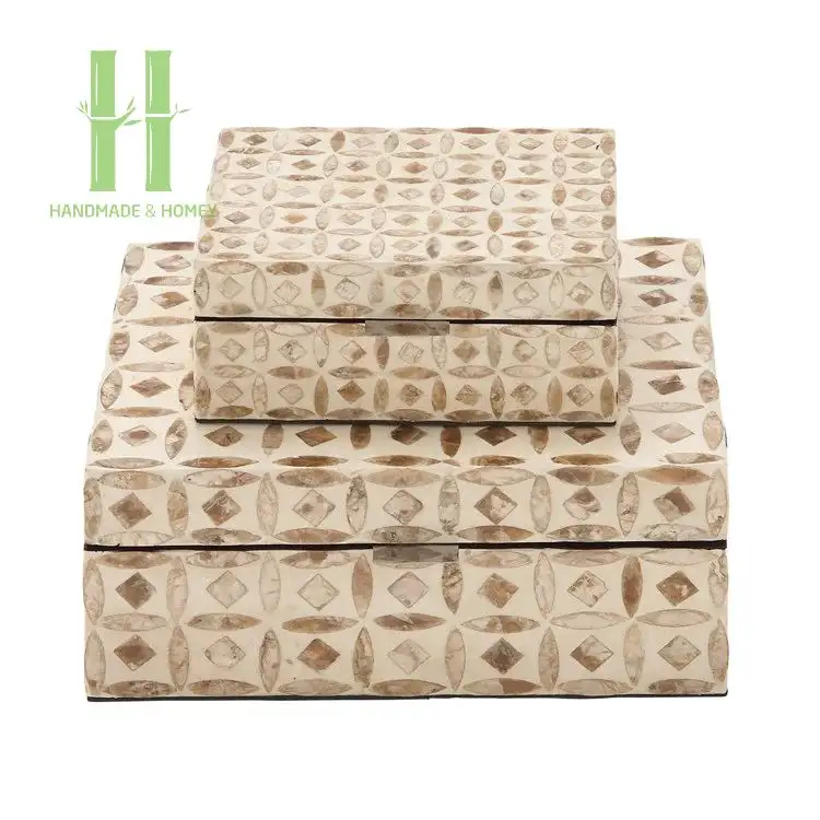 Caja de regalo Caja de almacenamiento con Incrustaciones de nácar de madera para exhibición de chocolate y joyería hecha a mano en fabricación de Vietnam