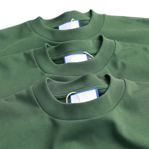 T-shirt vert uni surdimensionné pour homme, impression personnalisée, t-shirt lourd de 400 g, t-shirt à col montant - Product Image 1