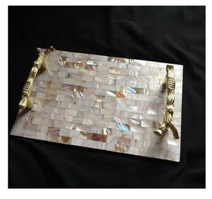 Nouveau plateau en bois de nacre au meilleur design avec poignées métalliques, certifié EPCH, pour hôtels et restaurants, artisanat décoratif indien - Product Image 5