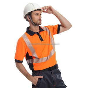 3M Reflective Stripes Safety <b>Polo</b> Shirts Reflective Workwear Shirt Work Tops Short Sleeve - Product Image 3