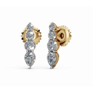 Pendientes de Diamantes de Pera con Brillo Radiante, Oro de 9 KT, 14 KT, 18 KT, Joyería Cultivada en Laboratorio, Proveedor Mayorista OEM B2B para Exportación - Product Image 5