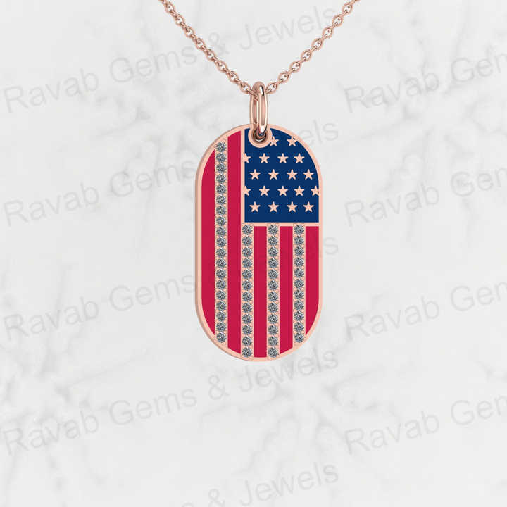 Top Trending Customized USA American Flag Patriotic Pendant Necklace