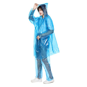 Chubasquero desechable RG06 con pantalones, <span class=keywords><strong>traje</strong></span> de lluvia <span class=keywords><strong>impermeable</strong></span> de cuerpo <span class=keywords><strong>completo</strong></span> para adultos, abrigo transparente antilluvia - Product Image 4