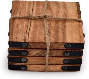 Elegant Classic Walnut <b>Wood</b> Handcrafted Coasters for Home Decor and <b>Table</b> Settings Product Category <b>Mats</b> & Pads - Product Image 1