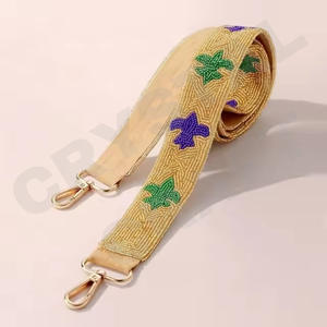 Star Yallow personnalisé 'Hook Em Horns' Accessoire à la mode Sangles de sac de perles de rocaille en or blanc Sangle de sac à main perlée - Product Image 6