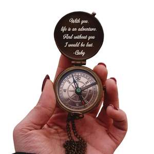 Brújula de Bolsillo Antigua de Latón Personalizada con Cadena, Caja de Madera Personalizada, Regalo Náutico de Latón para Cumpleaños, Suministro Personalizado OEMODM - Product Image 6