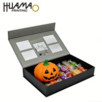 Boîte à bonbons d'Halloween effrayante avec fenêtre, doublure en éponge, emballage en papier écologique personnalisé pour cadeaux et friandises de fête