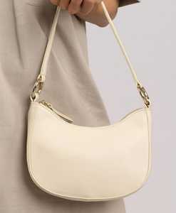 Cream Genuine Leather Crescent Shoulder <b>Bag</b> Women <b>Small</b> Hobo Purse Trendy Underarm Handbag Cute Minimalist Evening <b>Clutch</b> Gift - Product Image 1
