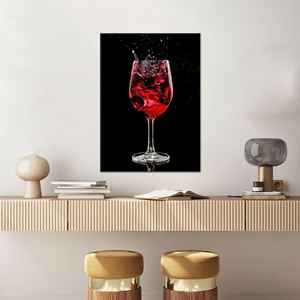 Lienzo Impreso Moderno: Arte en Negro y Rojo con Salpicaduras de Vino Tinto, Decoración Moderna, Enmarcado en Lienzo - Product Image 1