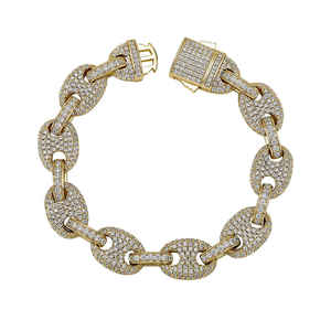 Pulsera de eslabones cubanos estilo Hip Hop oro amarillo VVS Moissanite Baguette corte rodio plateado boda Unisex 925 plata esterlina - Product Image 3