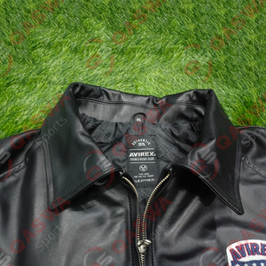 Chaquetas Avirex de Cuero Vacuno Premium para Hombre, Color Negro, Talla Personalizada, Chaqueta de Cuero Bordada Estilo Urbano - Product Image 5