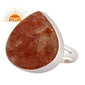 Best Selling Sterling Silver Natural Sun Stone Gemstone <b>Split</b> Band <b>Ring</b> Custom Jewelry For Women Gift For Her - Product Image 2