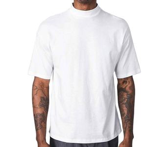 Offre Spéciale recadrée boîte Fit Vintage lourd col montant T-Shirt tricoté blanc t-shirts en gros Boxy Fit surdimensionné goutte épaule - Product Image 1