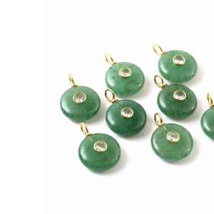 Pendentif rond en quartz vert AAA, incrustation de pierres précieuses, fait à la main, pendentif en argent sterling 925, breloques tendance, bijoux pour femmes - Product Image 6