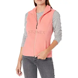 New Arrival Women's Polar Fleece Vest Soft Sleeveless Jacket Warm Zip Up Pockets Casual Stand Collar