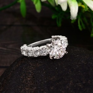 Anneau Moissanite rond réglage broche Moissanite bijoux faits à la main personnalisé coupe ronde belle bague cadeau d'anniversaire pour l'amour - Product Image 2