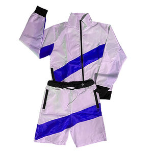 Ensemble de survêtement léger 2 pièces personnalisé pour l'été : veste coupe-vent en nylon et polyester imprimé et short bicolore - Product Image 6