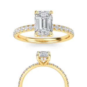 达芙妮纸牌订婚戒指，带隐藏光环黄色纯金结婚戒指，为她求婚