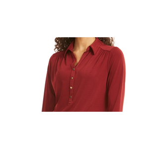Polo T-shirt da donna Charter Club a manica 3/4, in maglia traspirante, disponibile con logo, colore vino, taglie dalla Petite alla Media incluse - Product Image 2