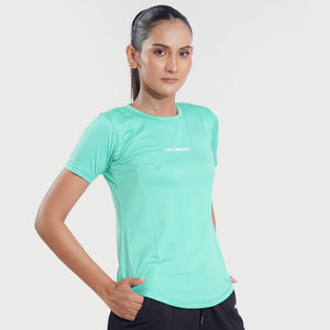 La mayoría de las tendencias gimnasio personalizado Color camiseta Poly Spandex manga corta Camiseta Fitness Top entrenamiento Tops mujeres - Product Image 3