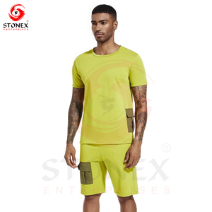 เซ็ตชุดวอร์มกางเกงขาสั้นสองชิ้นสำหรับผู้ชายชุดวอร์มเล่นกีฬาทำจากโพลีเอสเตอร์ออกแบบได้ตามต้องการสำหรับฤดูร้อน2024 - Product Image 3