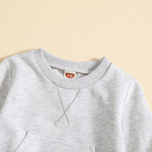 Ensemble de vêtements bio pour bébé, ensemble sweat-shirt, vêtements unis d'automne pour enfants, jogger doux unisexe - Product Image 2