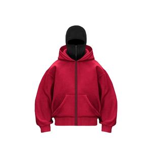 Sweat à capuche gangster pour homme 2026, avec logo personnalisé brodé, double capuche, double couche, pull-over avec fermeture éclair intégrale, grande taille, cagoule intégrée - Product Image 2