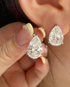 White Pear <b>Stud</b> Lab Grown Diamond <b>Earring</b> With 925 Sterling Silver IGI Certified Casual Wear American Diamond - Product Image 1