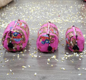 Block Print Quilted Eco-Friendly Vintage <b>for</b> Bag Set Large Capacity Indian Cotton Travel Case Zipper <b>for</b> <b>Makeup</b> <b>Storage</b> - Product Image 1