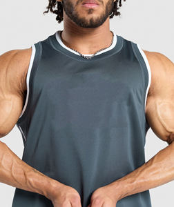 เสื้อกล้ามออกกำลังกายผู้ชาย ทรงรัดรูป ผ้าริบ ไร้แขน เหมาะสำหรับวิ่งและฝึกซ้อม ไซส์ผู้ใหญ่ ผลิตจากโพลีเอสเตอร์ 100% แห้งเร็ว ระบายอากาศได้ดี - Product Image 5