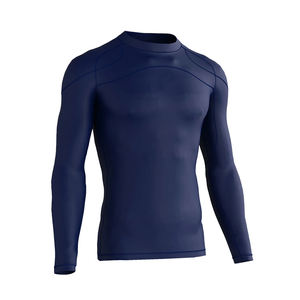Venta al por mayor de camisas transpirables de compresión de fitness para los hombres de color personalizado de poliéster Spandex O cuello manga larga Rash Guards - Product Image 3