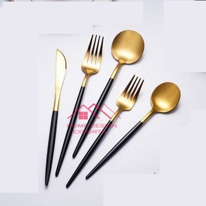 Gold Plated for Home and Wedding Usage Dinnerware <b>Flatware</b> Sets Brass 5 Pieces Cutlery Set - Product Image 2