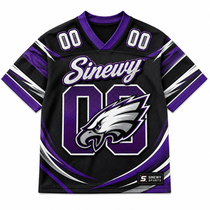 Maillot de football américain personnalisé à col en V pour hommes, femmes et jeunes, respirant, sublimé, uniforme d'équipe performant à manches courtes - Product Image 2