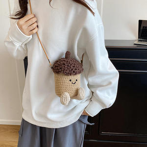 Crochet Children's Breathable Wear-Resistant Cone Shaped Cotton Yarn Knitted Eco-Friendly Fashion Crossbody <b>Bag</b> <b>Coin</b> Purse for - Product Image 2
