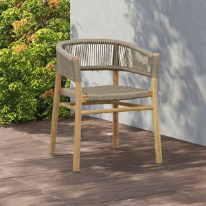 Chaise de salle à manger en teck massif de haute qualité, écologique, avec cadre en teck et finition naturelle en corde, pour salon et villa de jardin - Product Image 6
