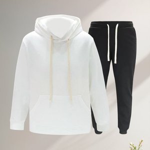 Ensemble de survêtement décontracté 2 pièces pour femmes grandes et grandes tailles, 100% coton, respirant, confortable, couleur unie, capuche en polaire, taille plus, hiver - Product Image 6