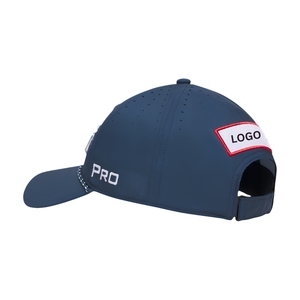 <b>Waterproof</b> Breathable Performance Golf Cap 6-Panel Perforated <b>Hat</b> With Custom 3D Embroidery Logo Velcro Closure For Goft Event - Product Image 2