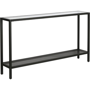 2 Tier Modern Design Black Color Metal <b>Console</b> <b>Table</b> with <b>Glass</b> Top Sleek Design for Entryway Living Room or Hallway Deco - Product Image 1