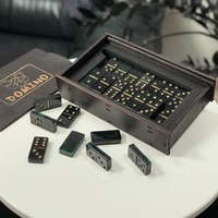 Jeu de dominos classique émeraude noir, en résine époxy écologique polie de qualité supérieure, forme rectangulaire, pour jeux de plein air, cadeau unique sur le thème des animaux