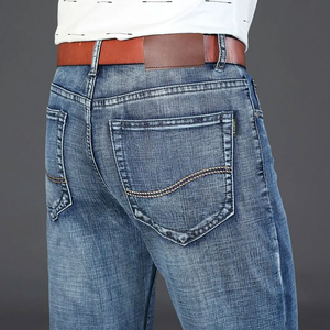 กางเกงยีนส์ทรงตรงสไตล์สตรีทแบบกำหนดเองเสื้อผ้าลำลองสำหรับฤดูใบไม้ผลิดีไซน์ฮิปฮอประบายเหงื่อระบายอากาศได้ดีจากผู้ผลิต - Product Image 3