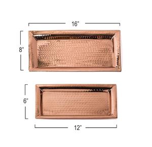 Plateau de service en cuivre pur de belle qualité Fabricant en gros de produits indiens faits à la main Plateau en cuivre de taille personnalisée - Product Image 1