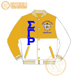 Personalizado Sigma Gamma Rho satén bordado 100% seda impermeable a prueba de viento Varsity chaqueta hermandad de Mujeres de alta calidad - Product Image 6