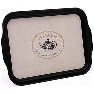 Diseño de textura de lino inspirado en café Vintage 215x316mm mango de bandeja de Metal Rectangular plato de servicio moderno característica decorativa - Product Image 1